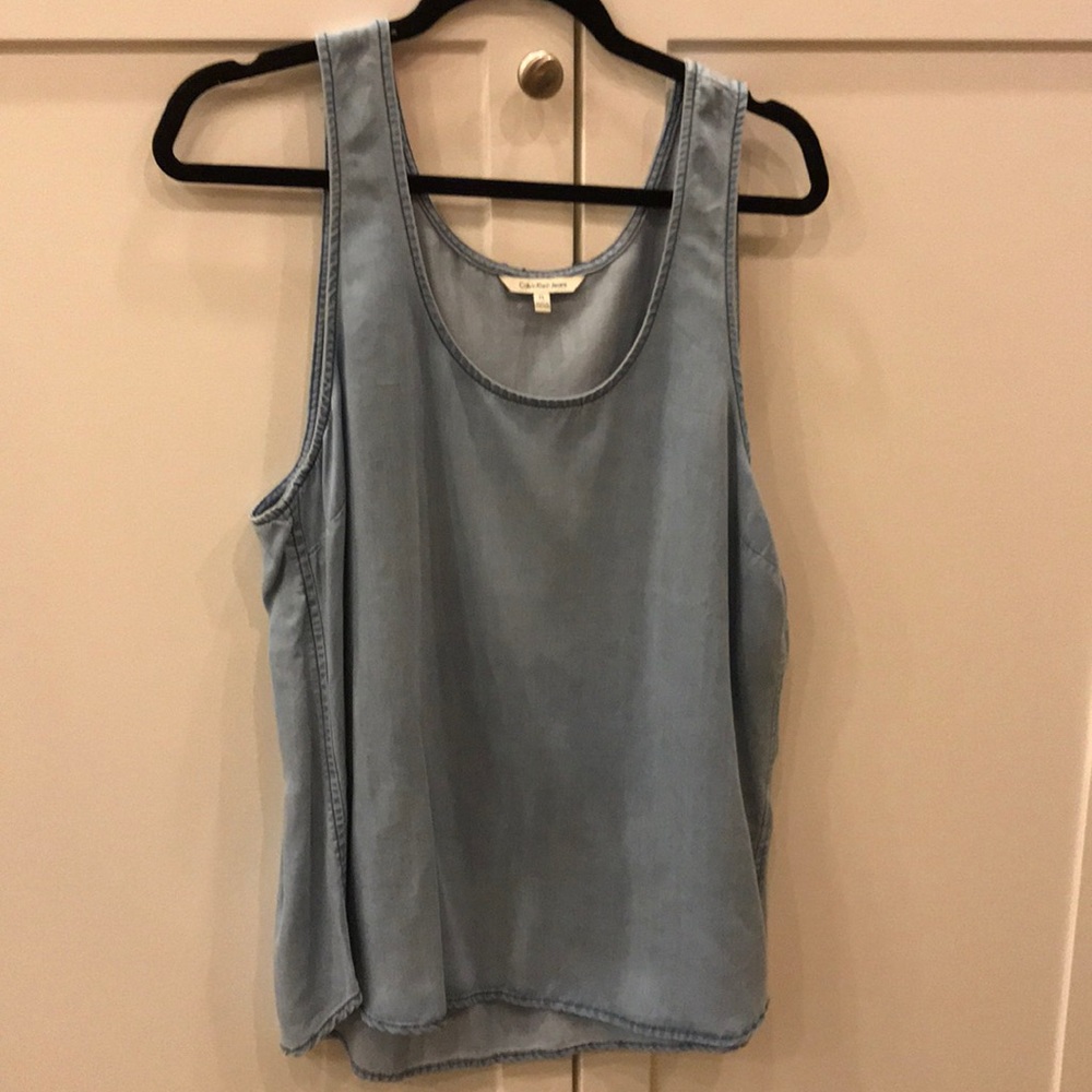 CALVIN KLEIN Chambray Top NWT